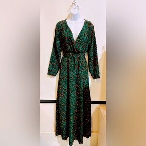 Club L London Womens Long Sleeve Faux Wrap Animal‎ Print Maxi Dress Size 4